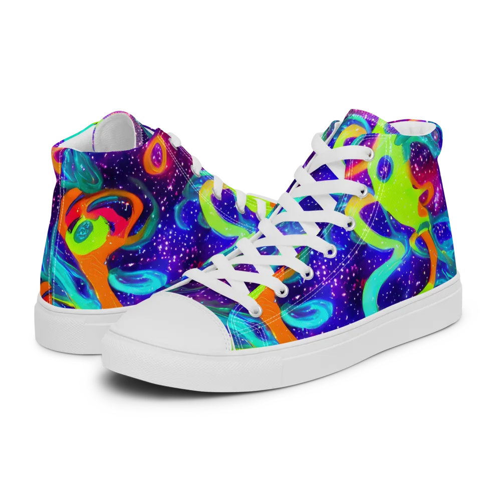 Stellar Splash on Men's High Top Canvas Shoes — Left