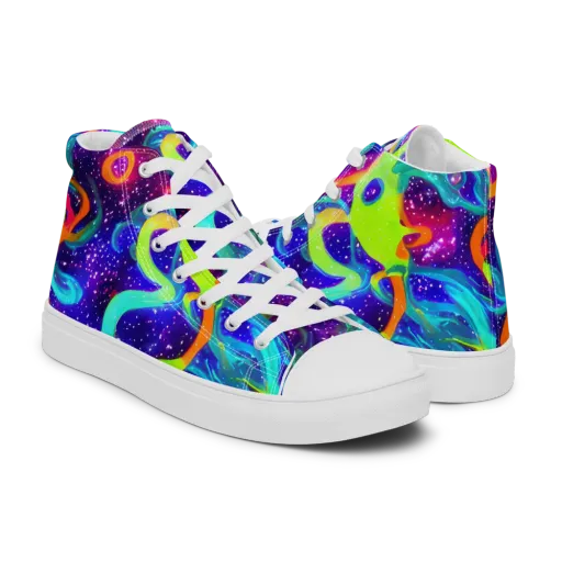 Stellar Splash on a Men's High Top Canvas Shoes