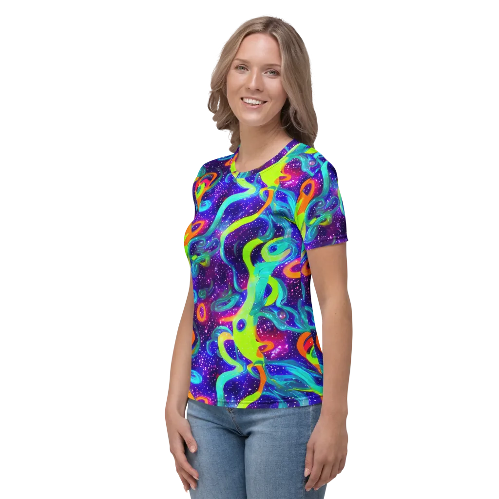 Stellar Splash on Women's Crew Neck T-Shirt — Left
