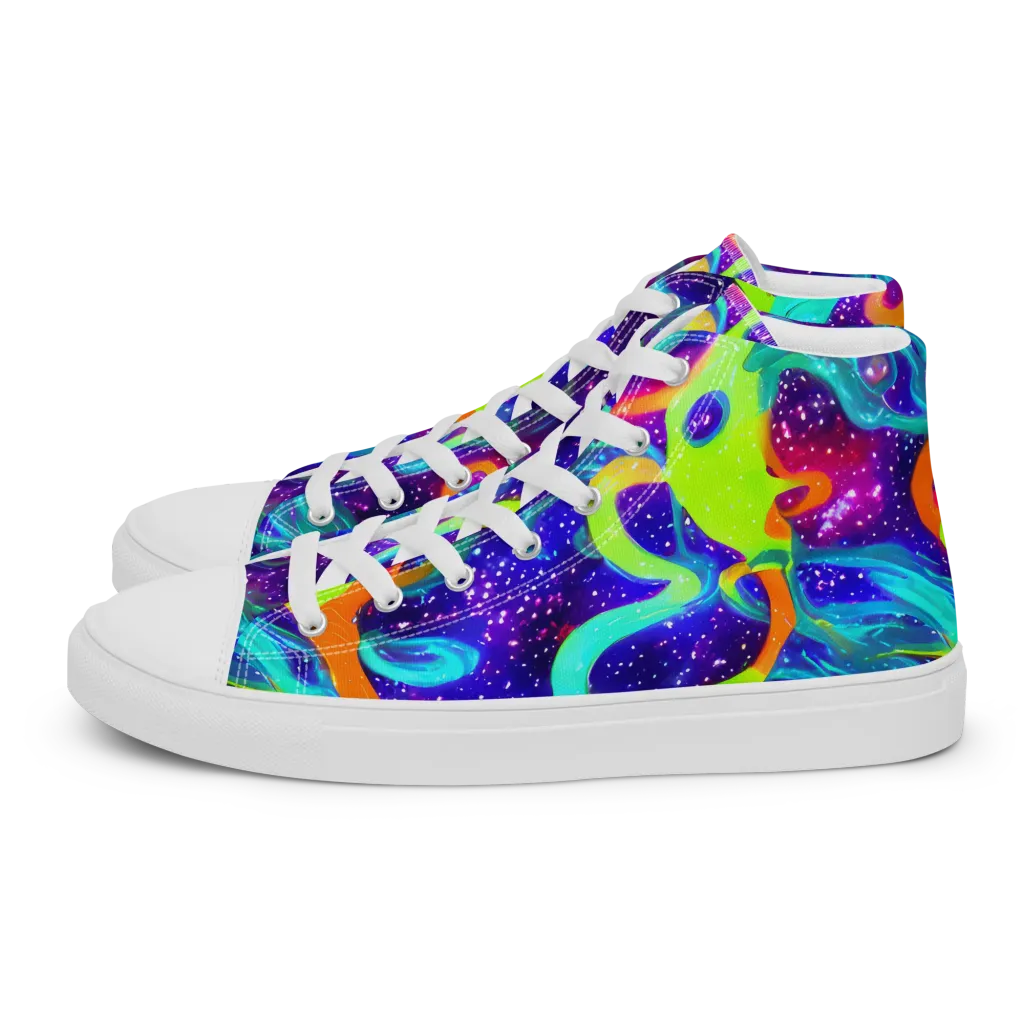 Stellar Splash on Women's High Top Canvas Shoes — Left