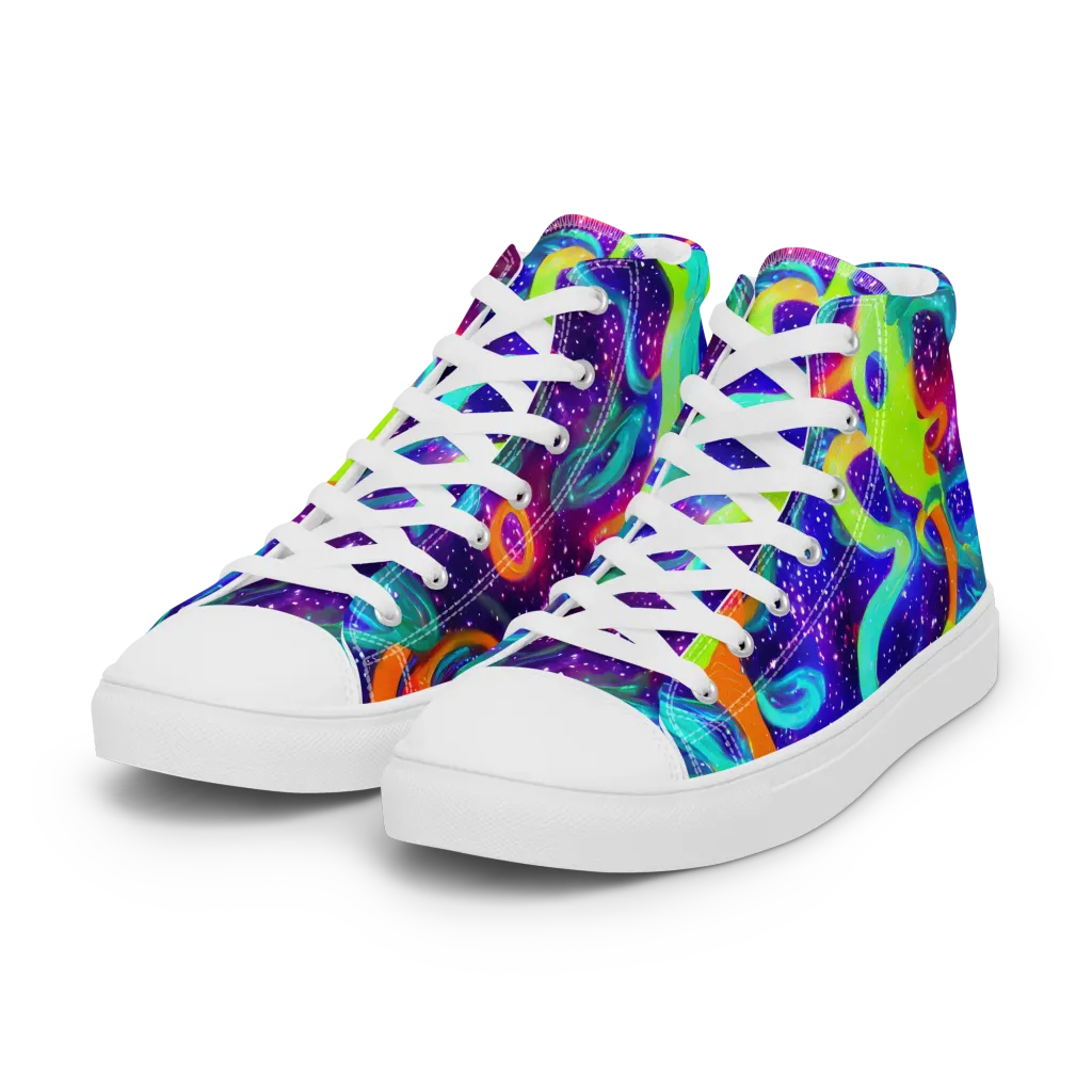 Stellar Splash on Women's High Top Canvas Shoes — Left Front