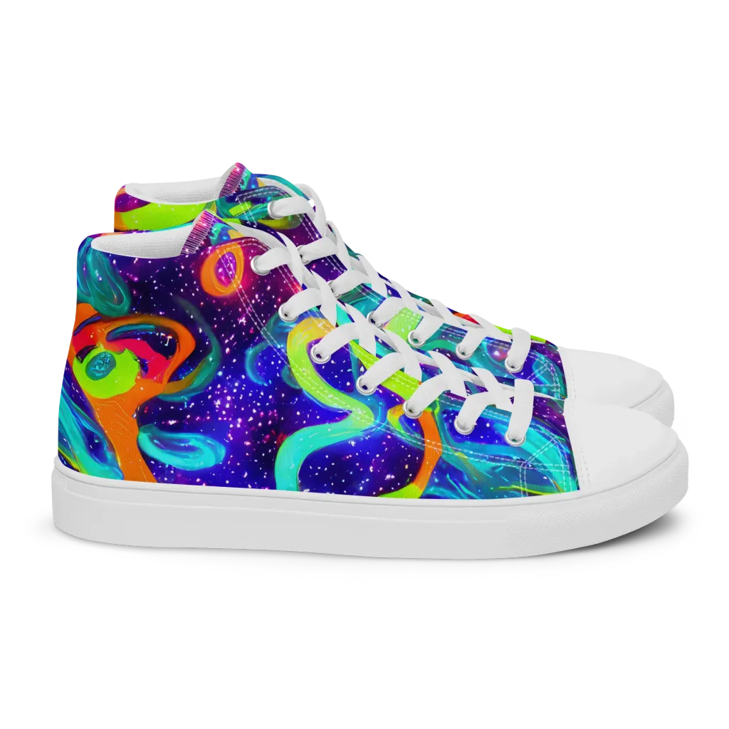 Stellar Splash on Women's High Top Canvas Shoes — Right