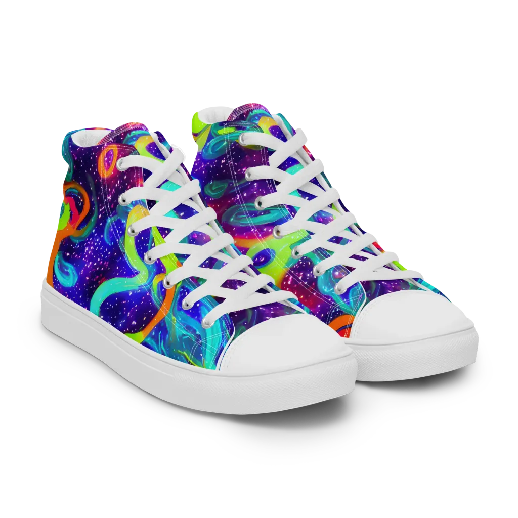Stellar Splash on Women's High Top Canvas Shoes — Right Front