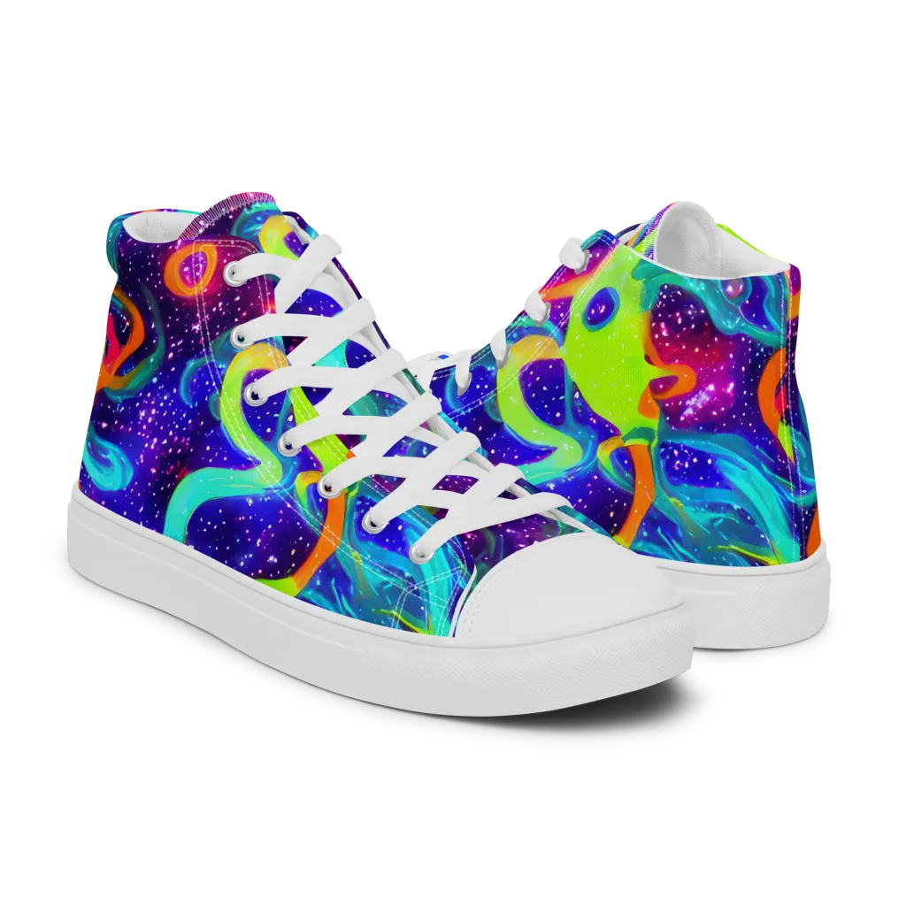 Stellar Splash on Women's High Top Canvas Shoes — Right