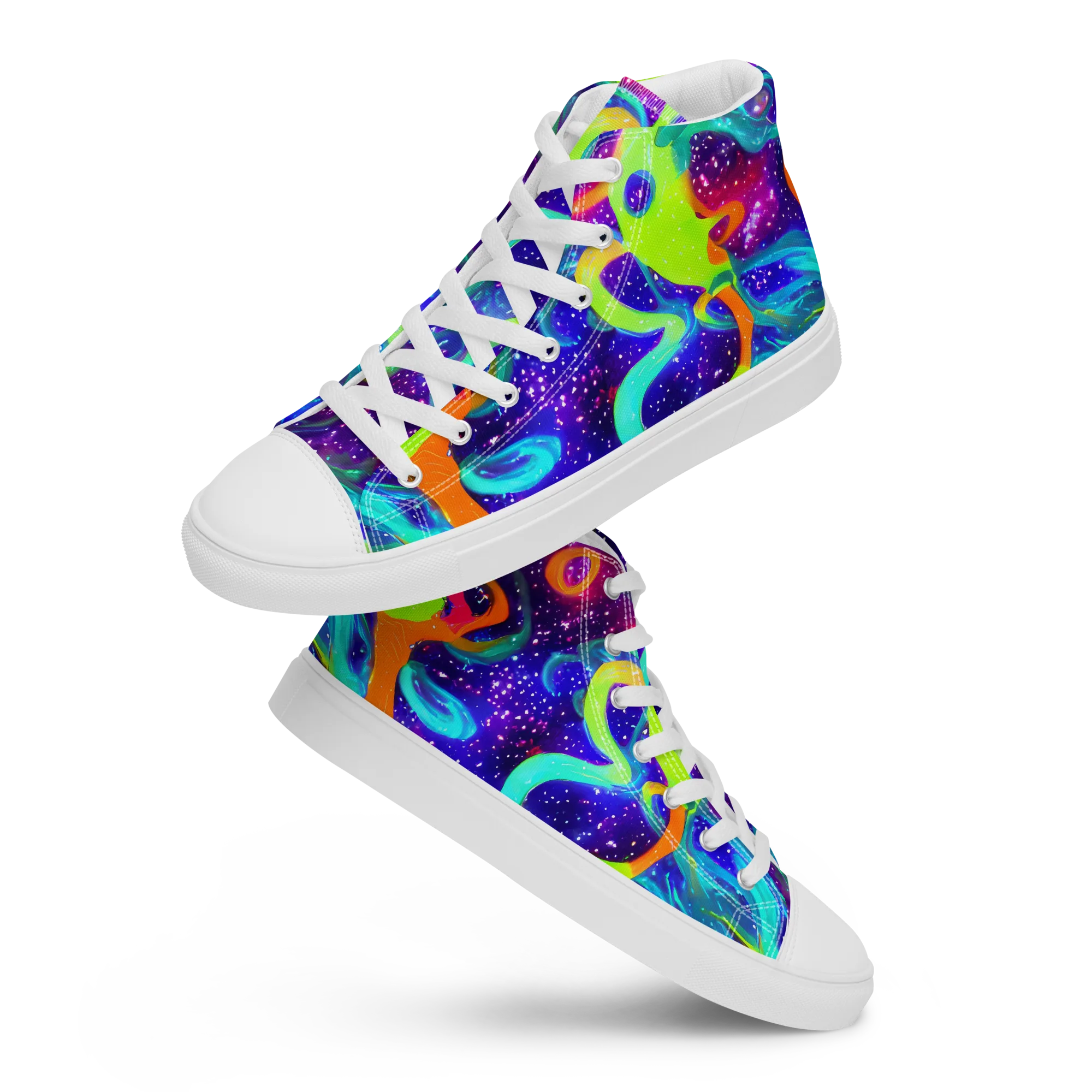 Stellar Splash on Women's High Top Canvas Shoes — Front