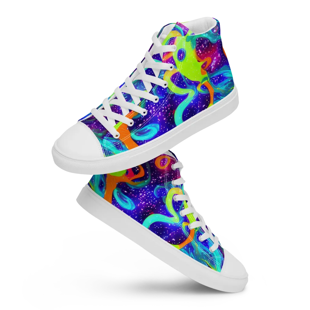 Stellar Splash on Women's High Top Canvas Shoes — Front