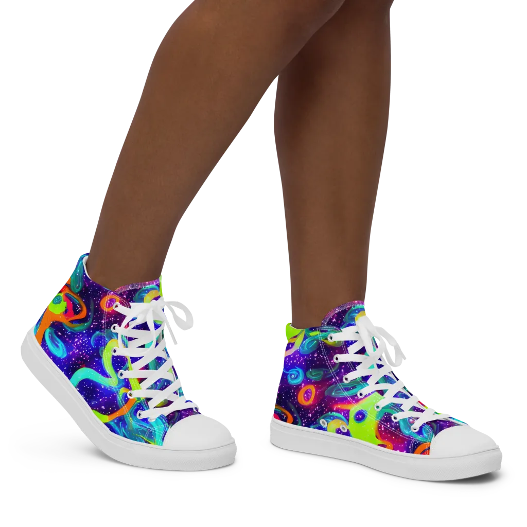 Stellar Splash on Women's High Top Canvas Shoes — Right