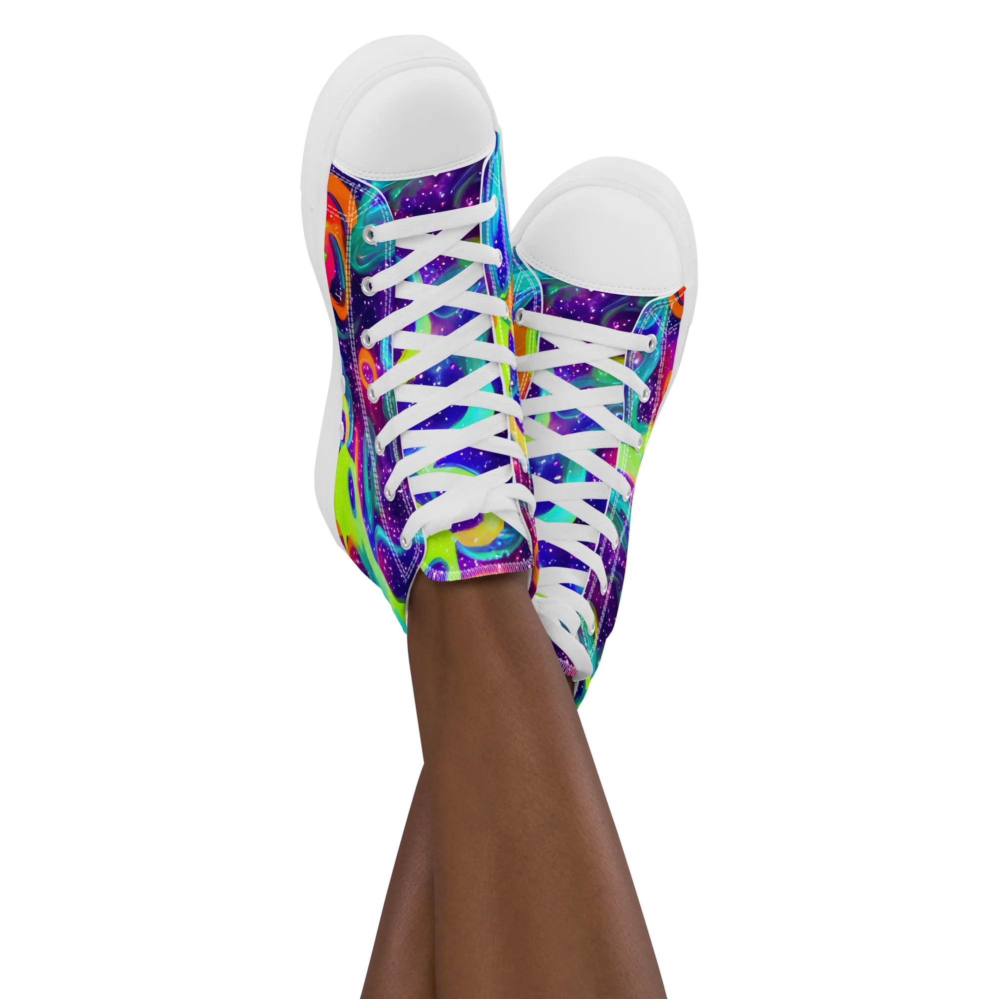 Stellar Splash on Women's High Top Canvas Shoes — Front