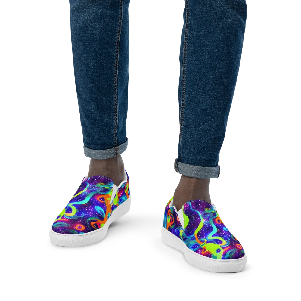 Stellar Splash on Men's Slip-On Canvas Shoes — Front