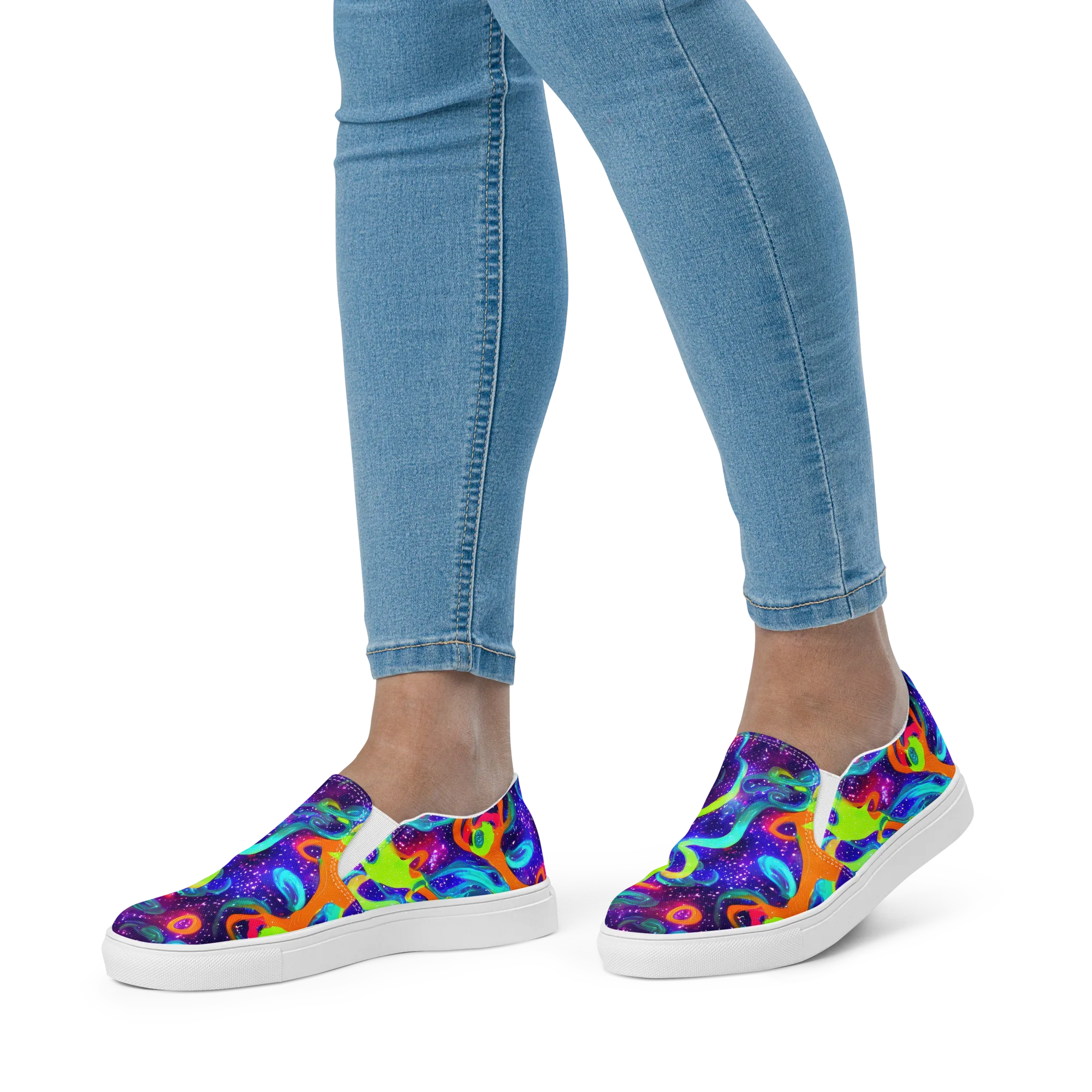 Stellar Splash on Women's Slip-On Canvas Shoes — Front
