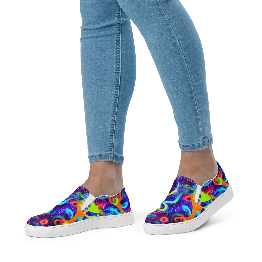 Stellar Splash on Women's Slip-On Canvas Shoes — Front