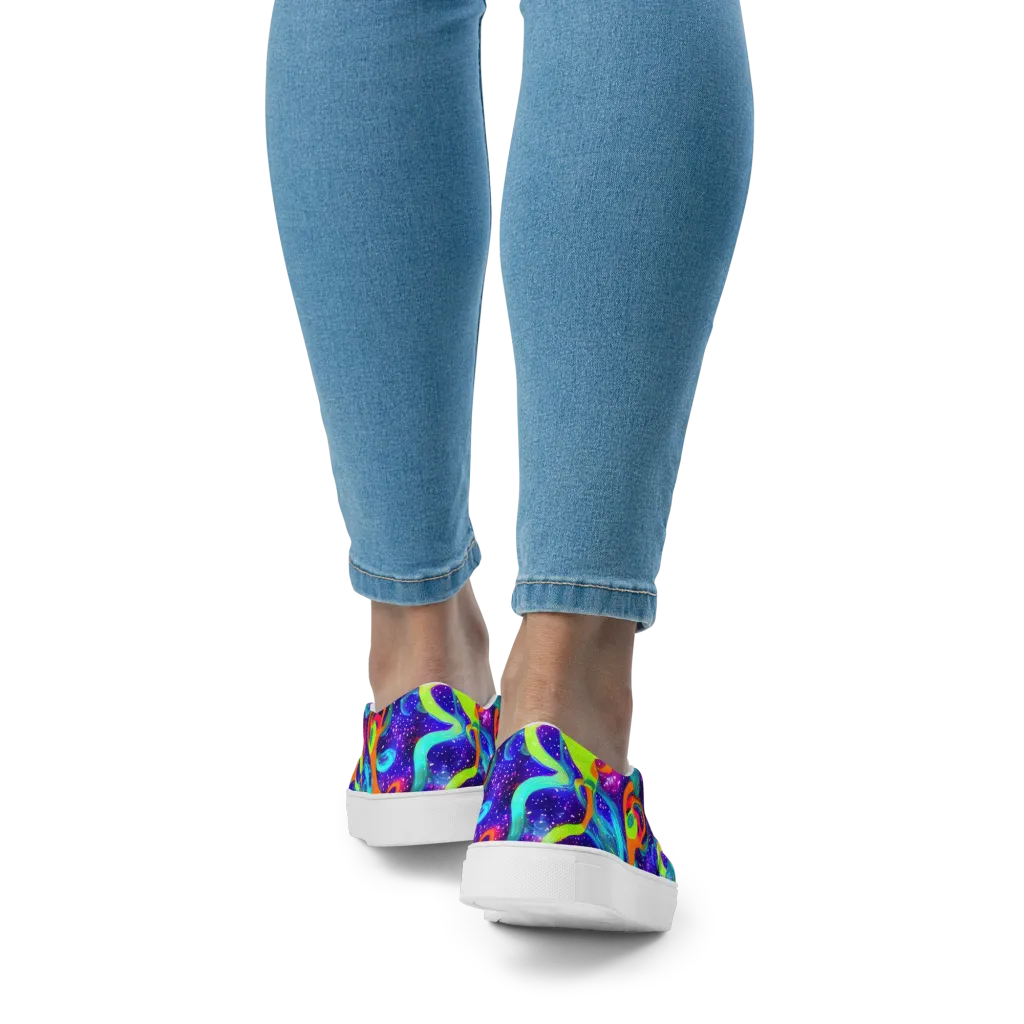 Stellar Splash on Women's Slip-On Canvas Shoes — Back