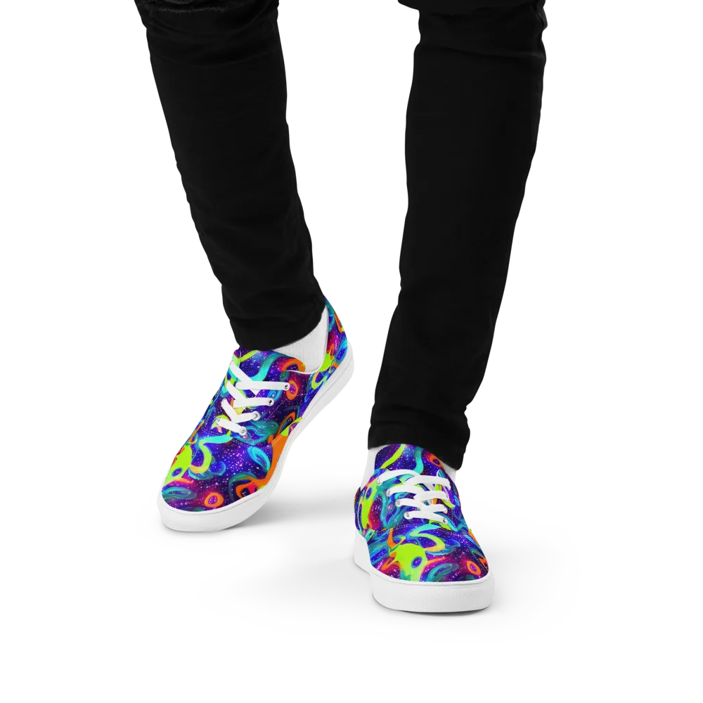 Stellar Splash on Men's Lace-Up Canvas Shoes — Front