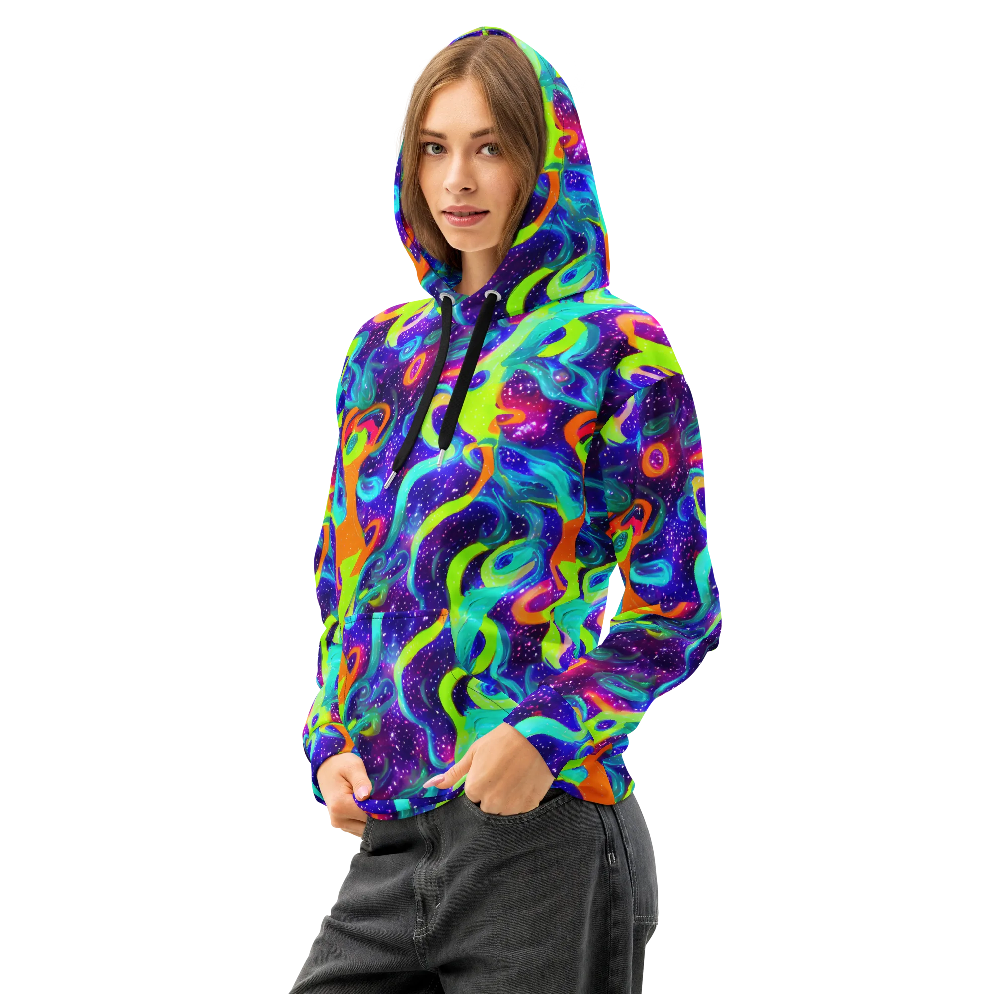 Stellar Splash on Cotton Hoodie — Left Front