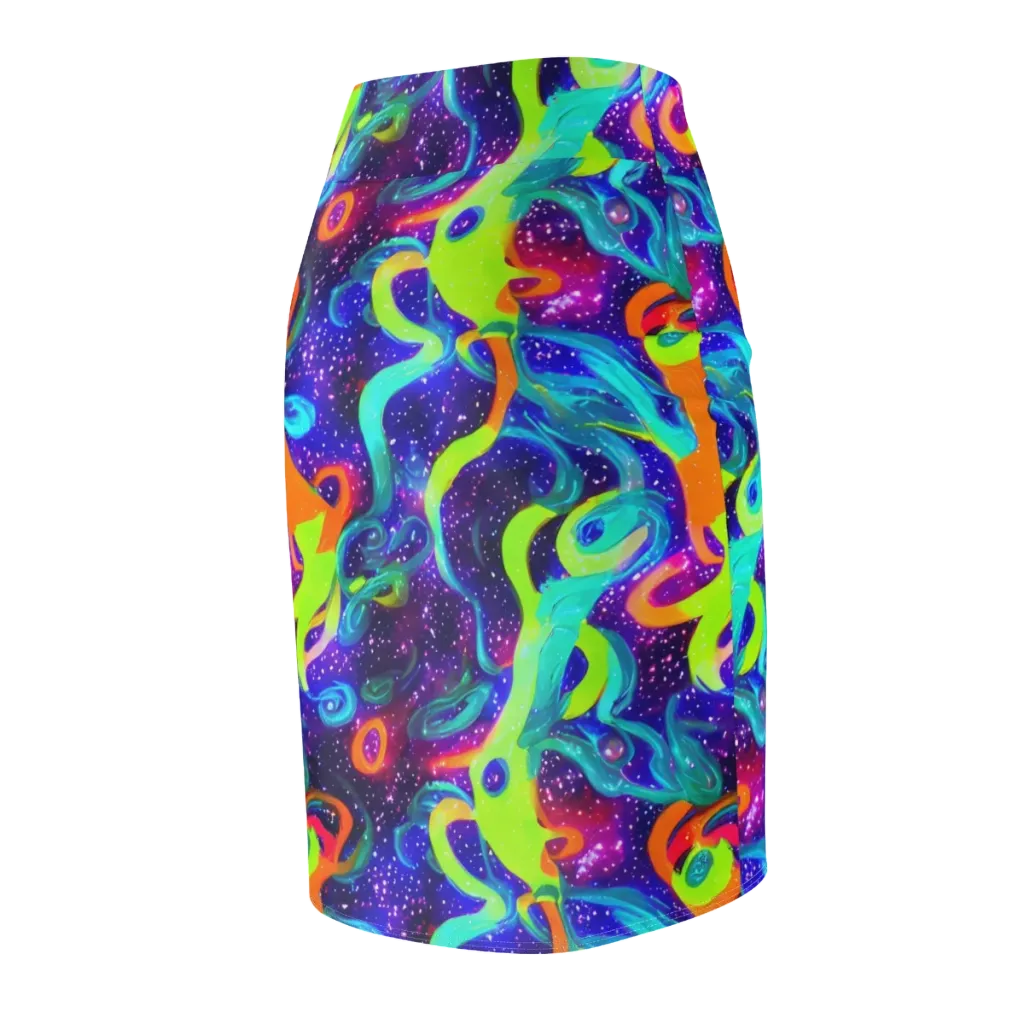 Stellar Splash on Pencil Skirt — Back Side