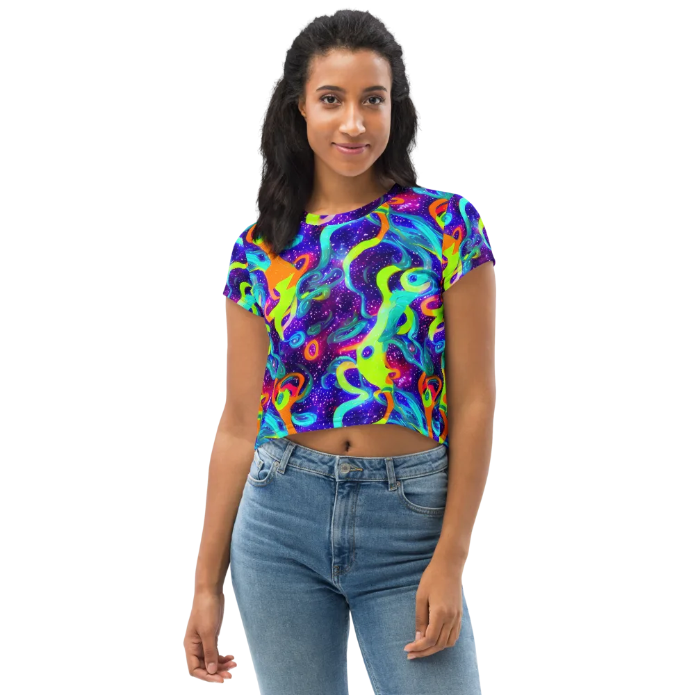 Stellar Splash on Crop Tee — Front
