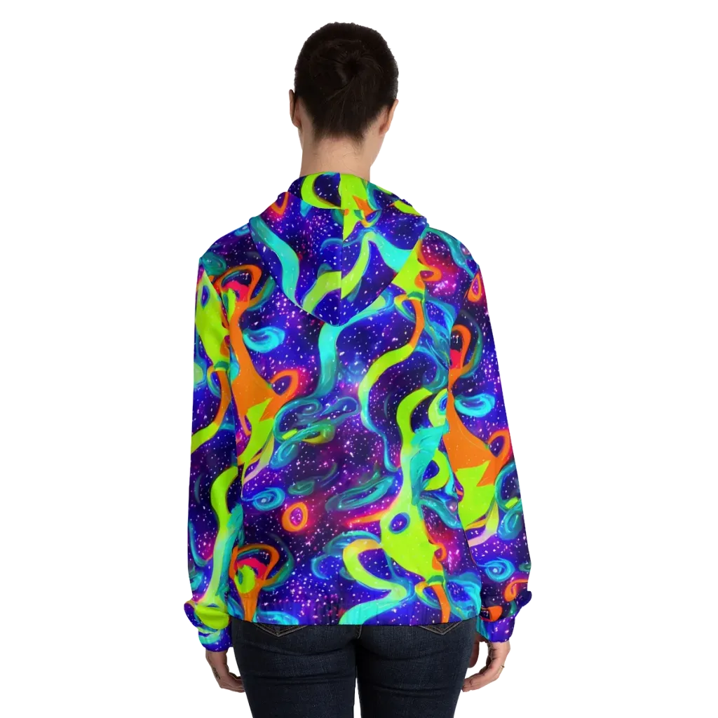 Stellar Splash on Women's Full-Zip Hoodie — Back On Person