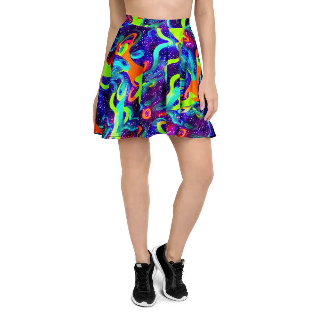Stellar Splash on Skater Skirt — Front