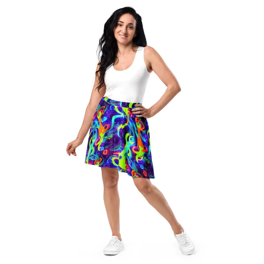 Stellar Splash on Skater Skirt — Front