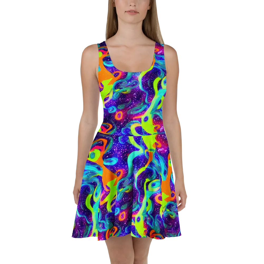 Stellar Splash on Skater Dress — Front