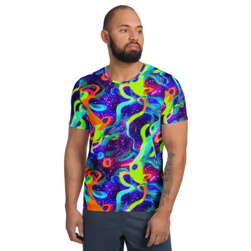 Stellar Splash on a Men's Athletic T-Shirt