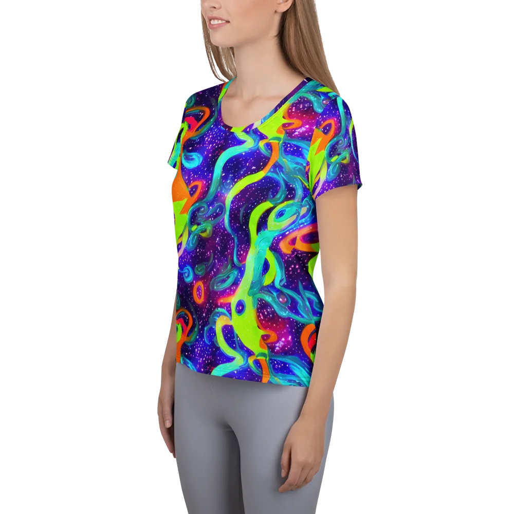 Stellar Splash on Women's Athletic T-Shirt — Left