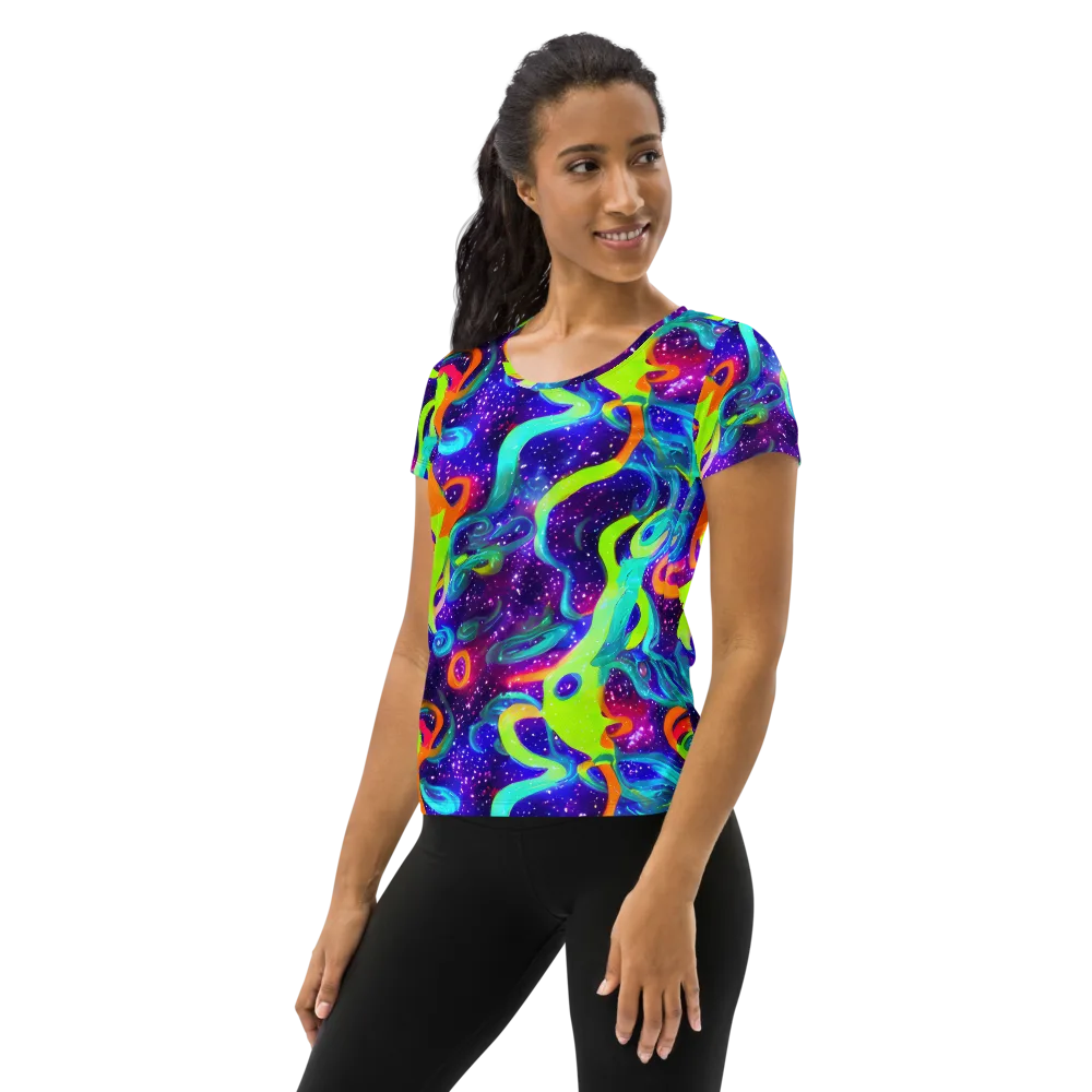 Stellar Splash on Women's Athletic T-Shirt — Left