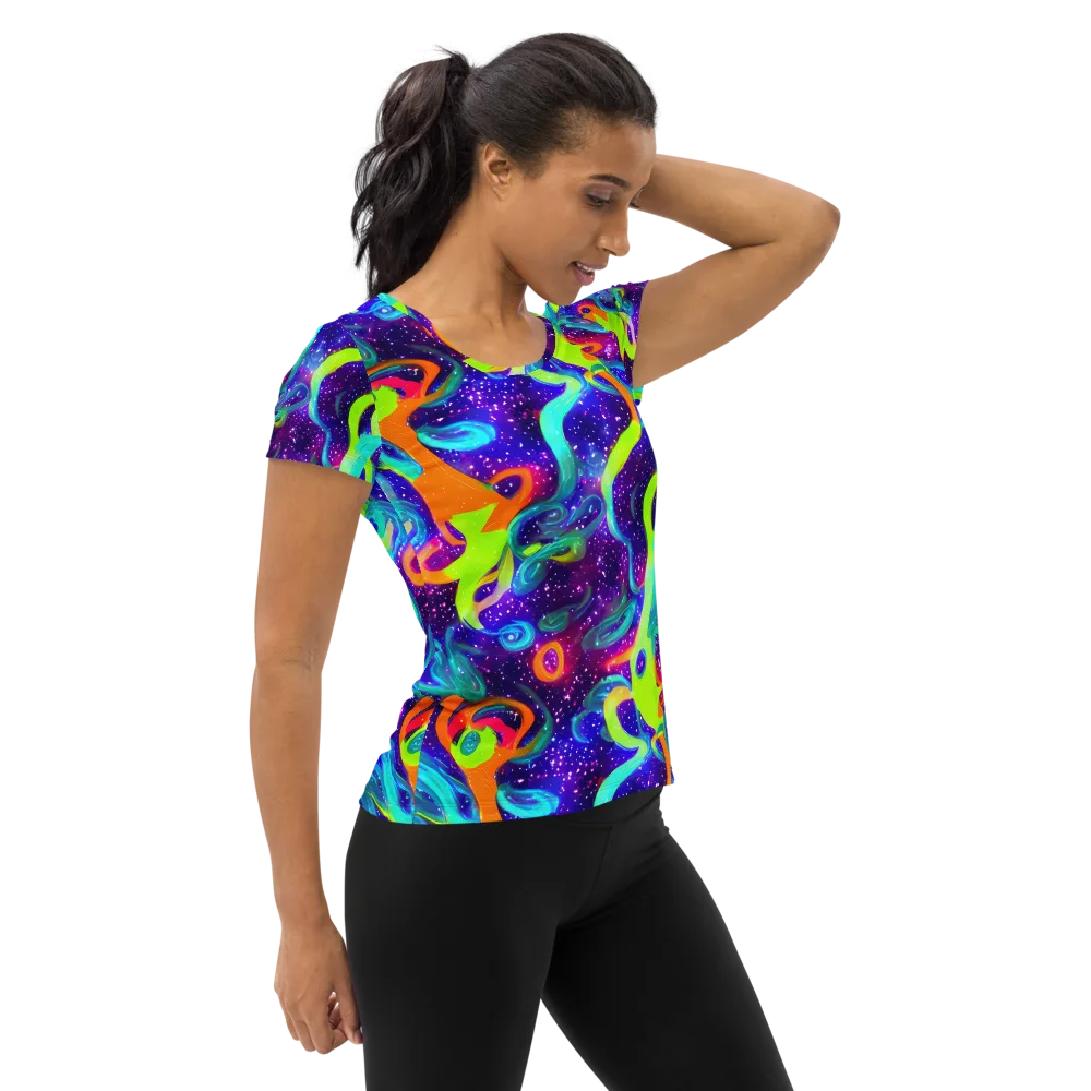 Stellar Splash on Women's Athletic T-Shirt — Right