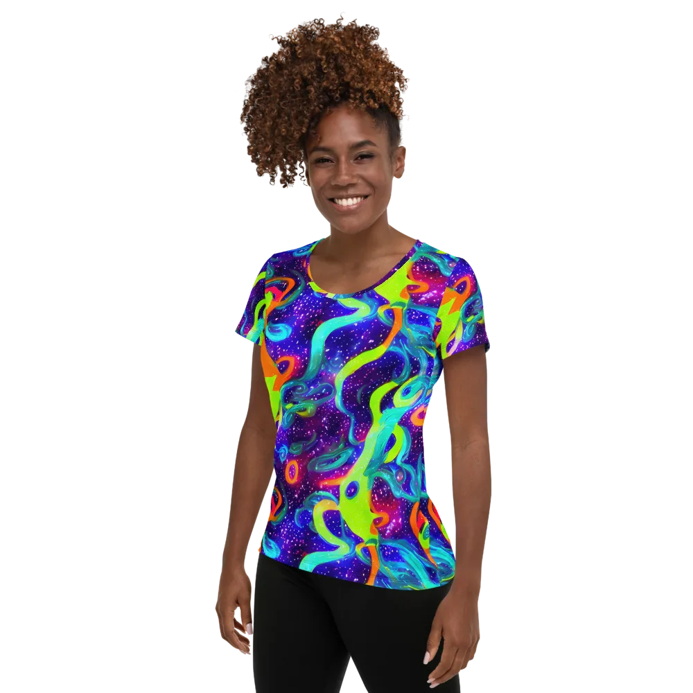 Stellar Splash on Women's Athletic T-Shirt — Left