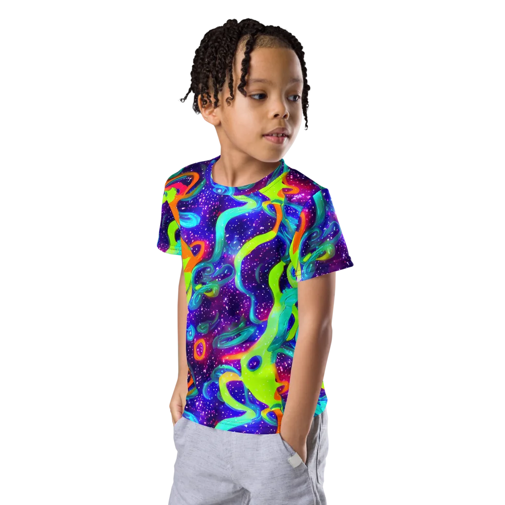 Stellar Splash on Kids Crew Neck T-Shirt — Left Front