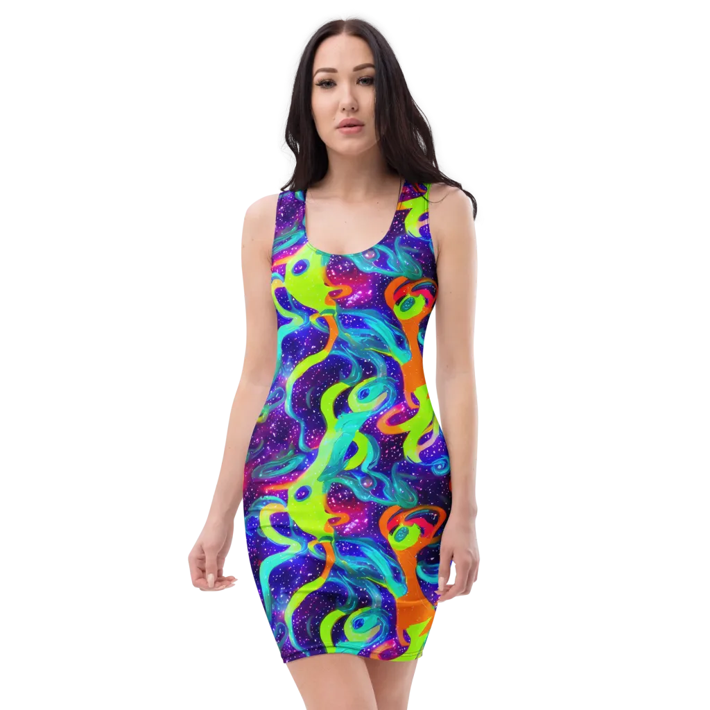Stellar Splash on Bodycon Dress — Front