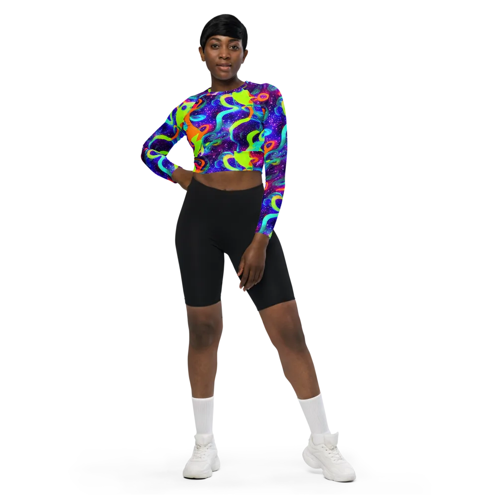 Stellar Splash on Long Sleeve Crop Top — Front