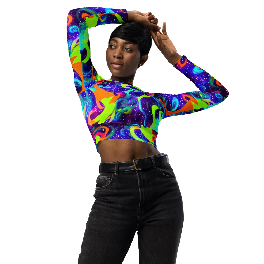 Stellar Splash on Long Sleeve Crop Top — Front