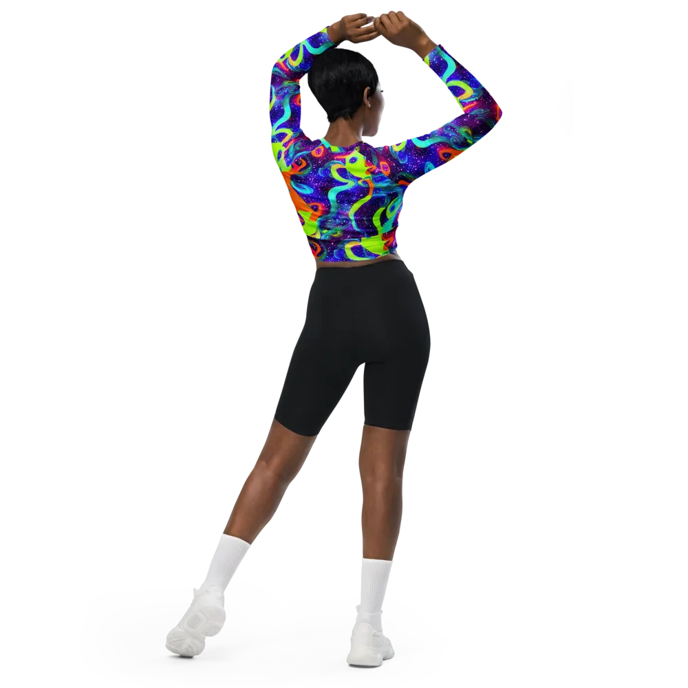 Stellar Splash on Long Sleeve Crop Top — Back
