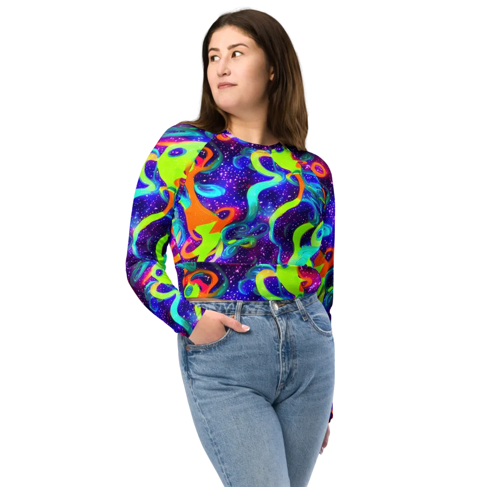 Stellar Splash on Long Sleeve Crop Top — Front