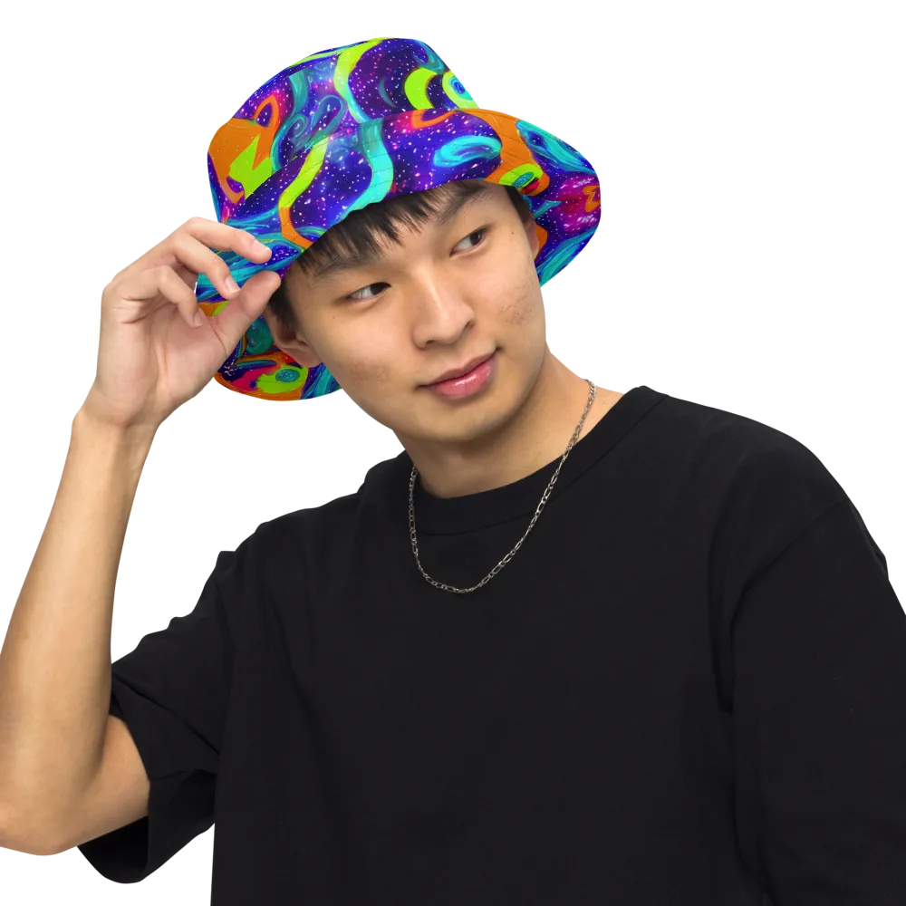 Stellar Splash on Reversible Bucket Hat — Front Inside