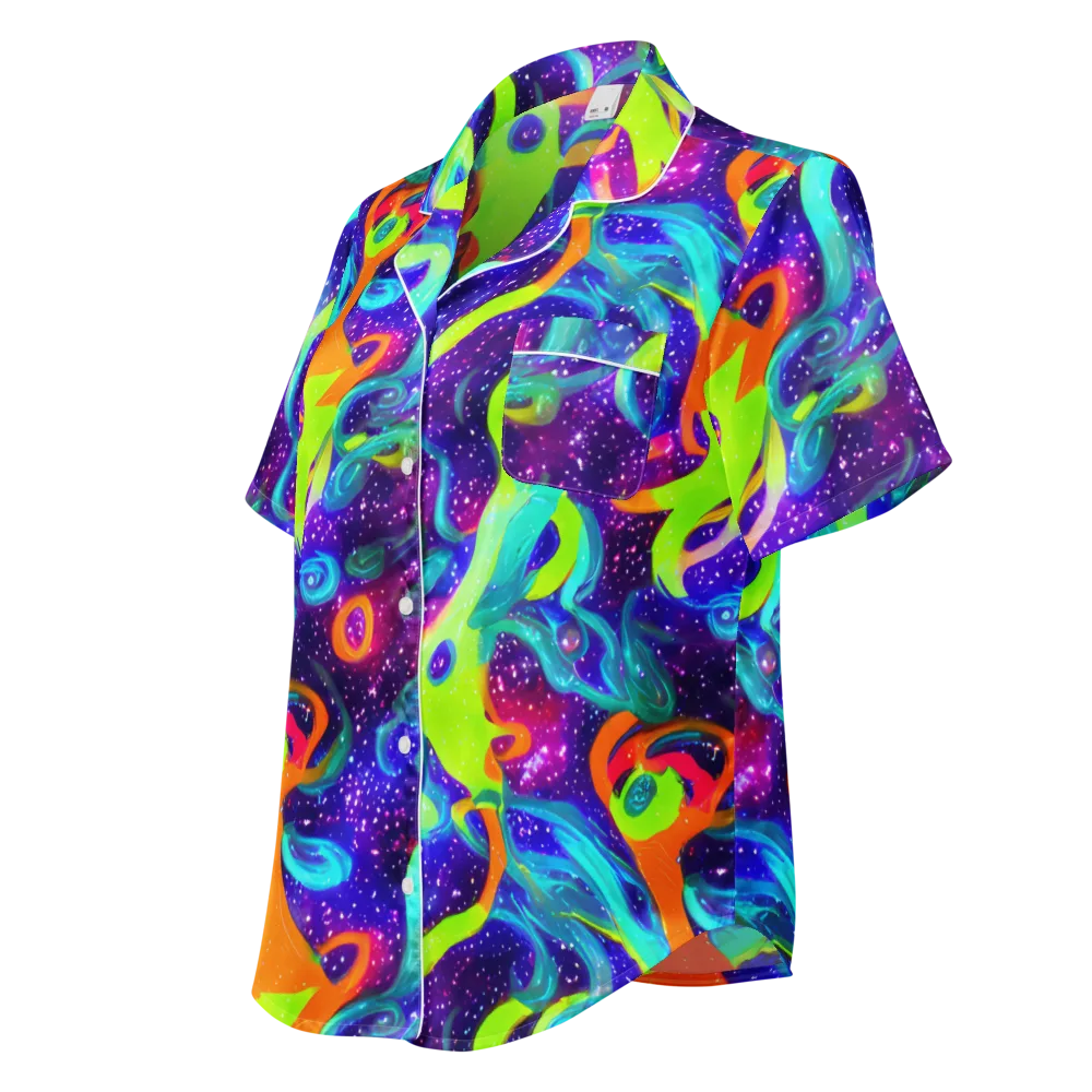 Stellar Splash on Women's Short Sleeve Pajama Top — Left Front