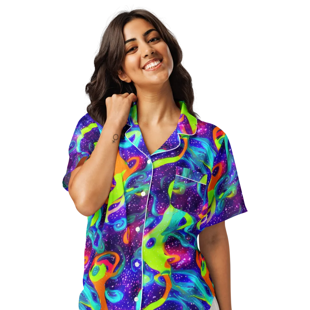 Stellar Splash on Women's Short Sleeve Pajama Top — Front
