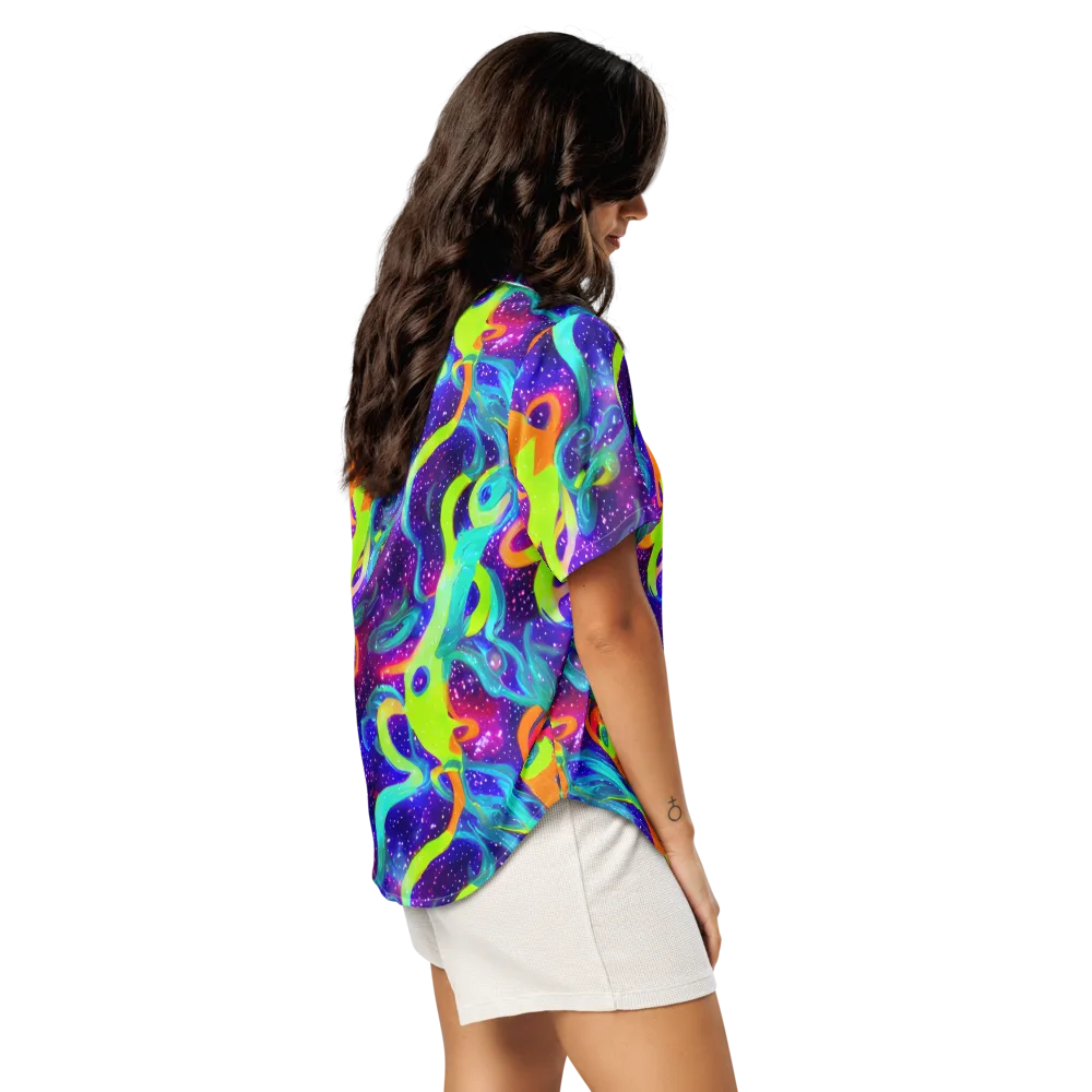 Stellar Splash on Women's Short Sleeve Pajama Top — Right Back
