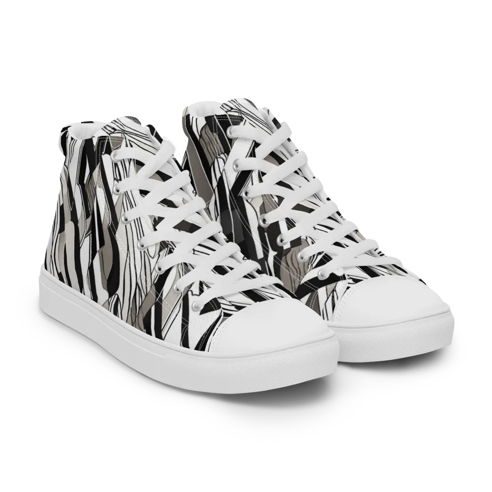 Piano Drift on Men's High Top Canvas Shoes — Right Front
