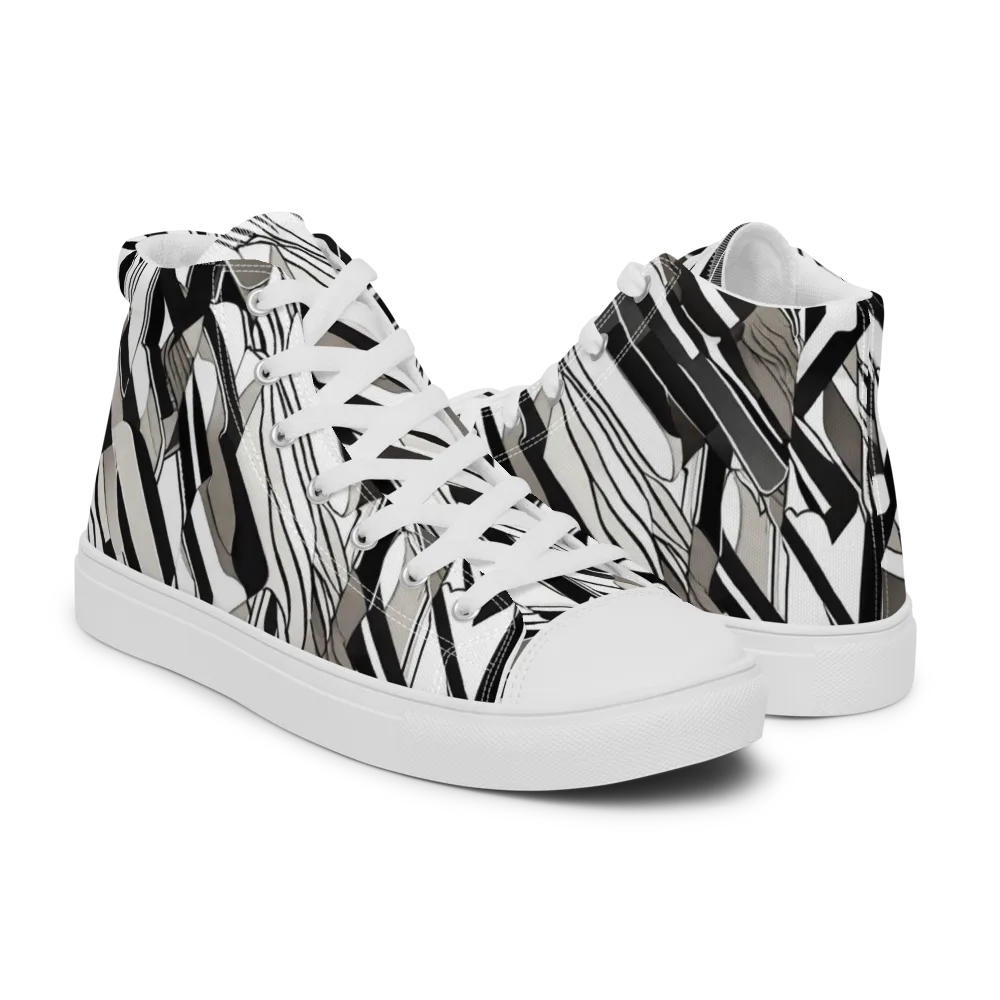 Piano Drift on Men's High Top Canvas Shoes — Right