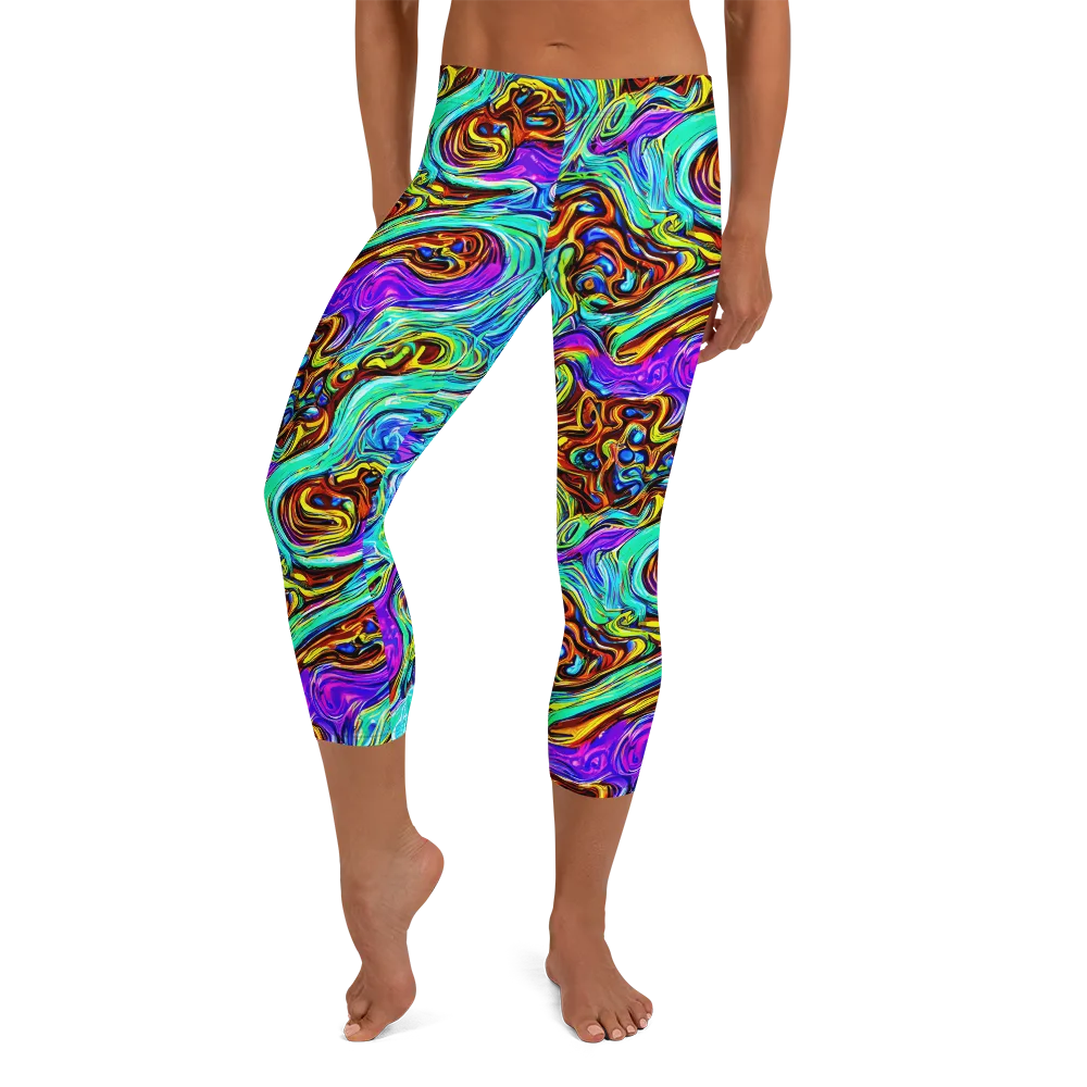 Mystic Iridescence on Capri Leggings — Front