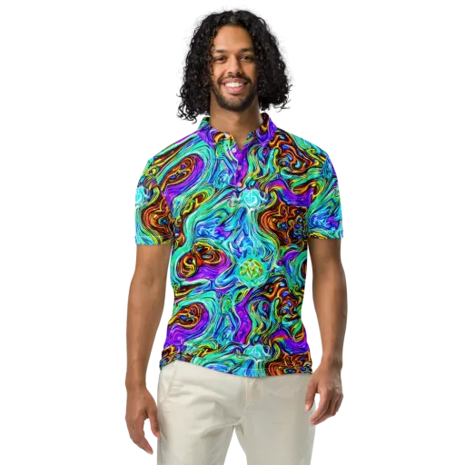 Mystic Iridescence on a Men's Slim Fit Polo Shirt