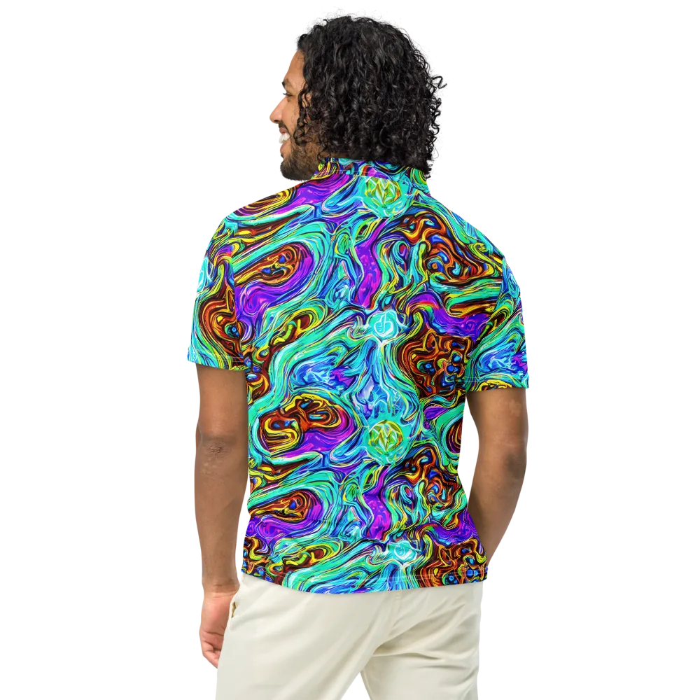 Mystic Iridescence on Men's Slim Fit Polo Shirt — Back