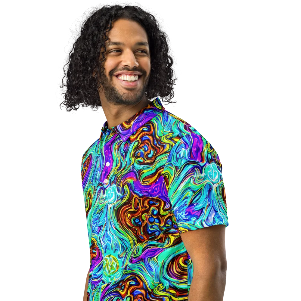 Mystic Iridescence on Men's Slim Fit Polo Shirt — Left Front