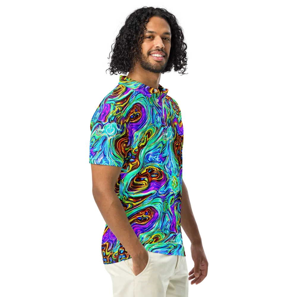 Mystic Iridescence on Men's Slim Fit Polo Shirt — Right Front