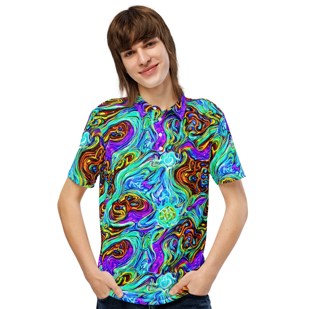 Mystic Iridescence on Men's Slim Fit Polo Shirt — Front