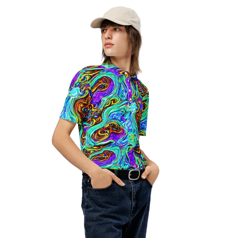 Mystic Iridescence on Men's Slim Fit Polo Shirt — Right Front