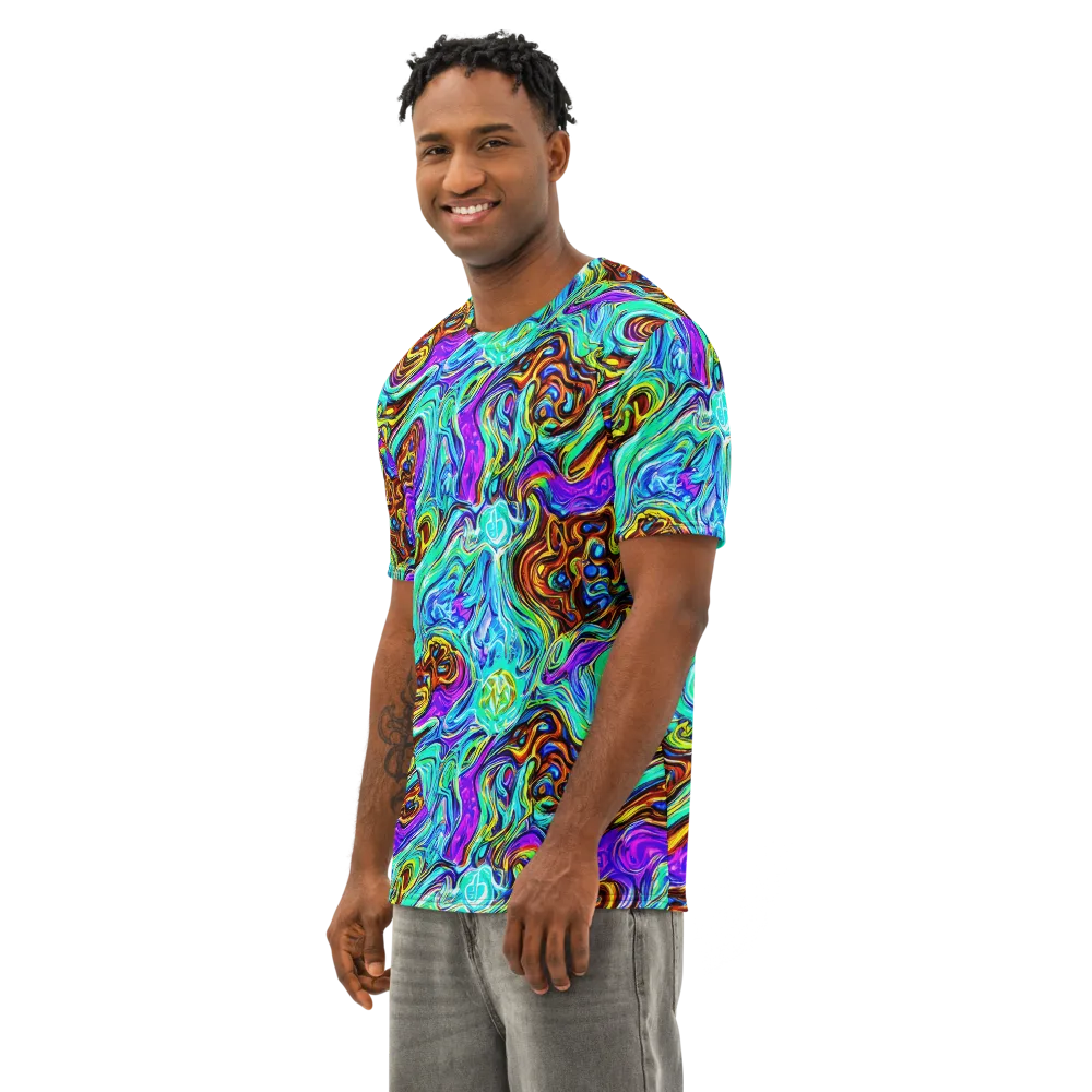 Mystic Iridescence on Men's Cotton Crew Neck T-Shirt — Left Front