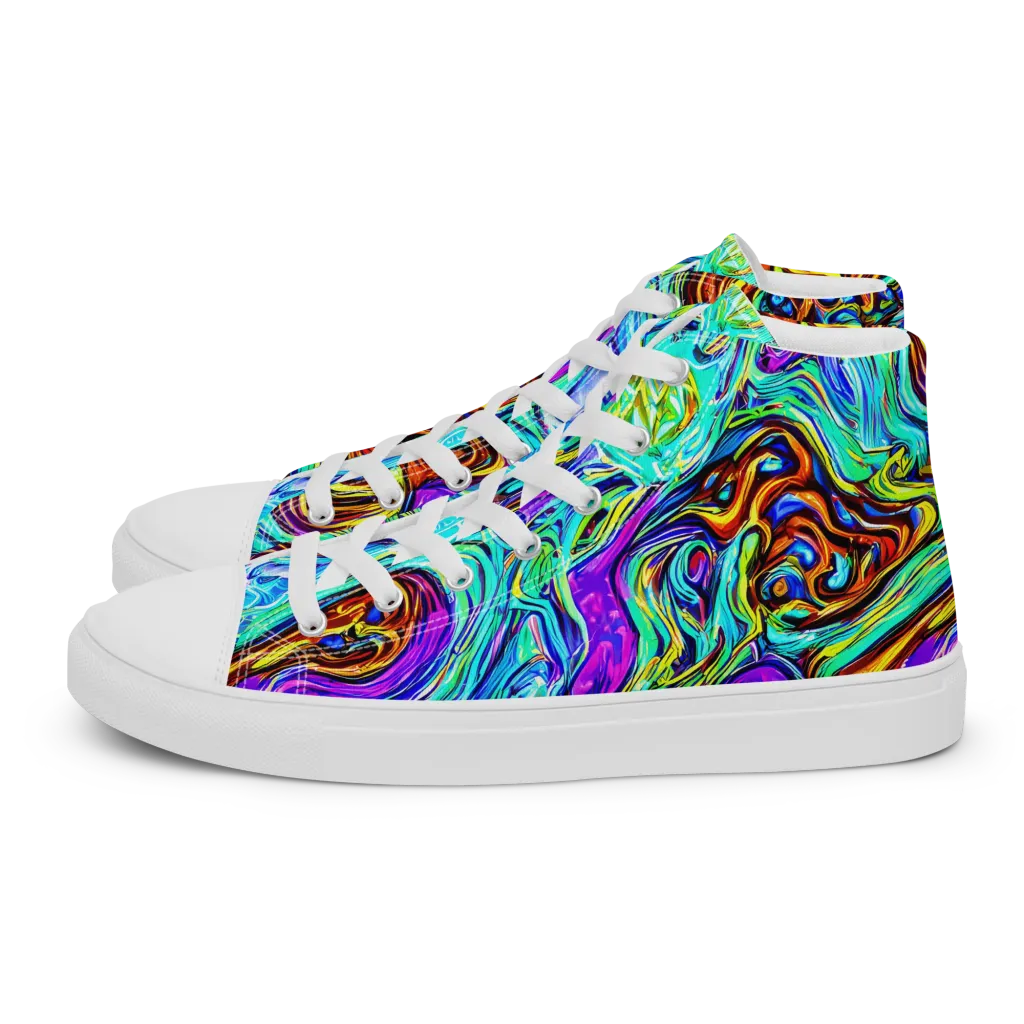 Mystic Iridescence on Men's High Top Canvas Shoes — Left
